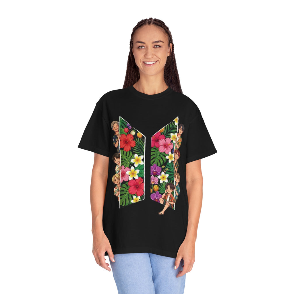 Floral Logo Illustration T-shirt | Tropical Flower Graphic Tee