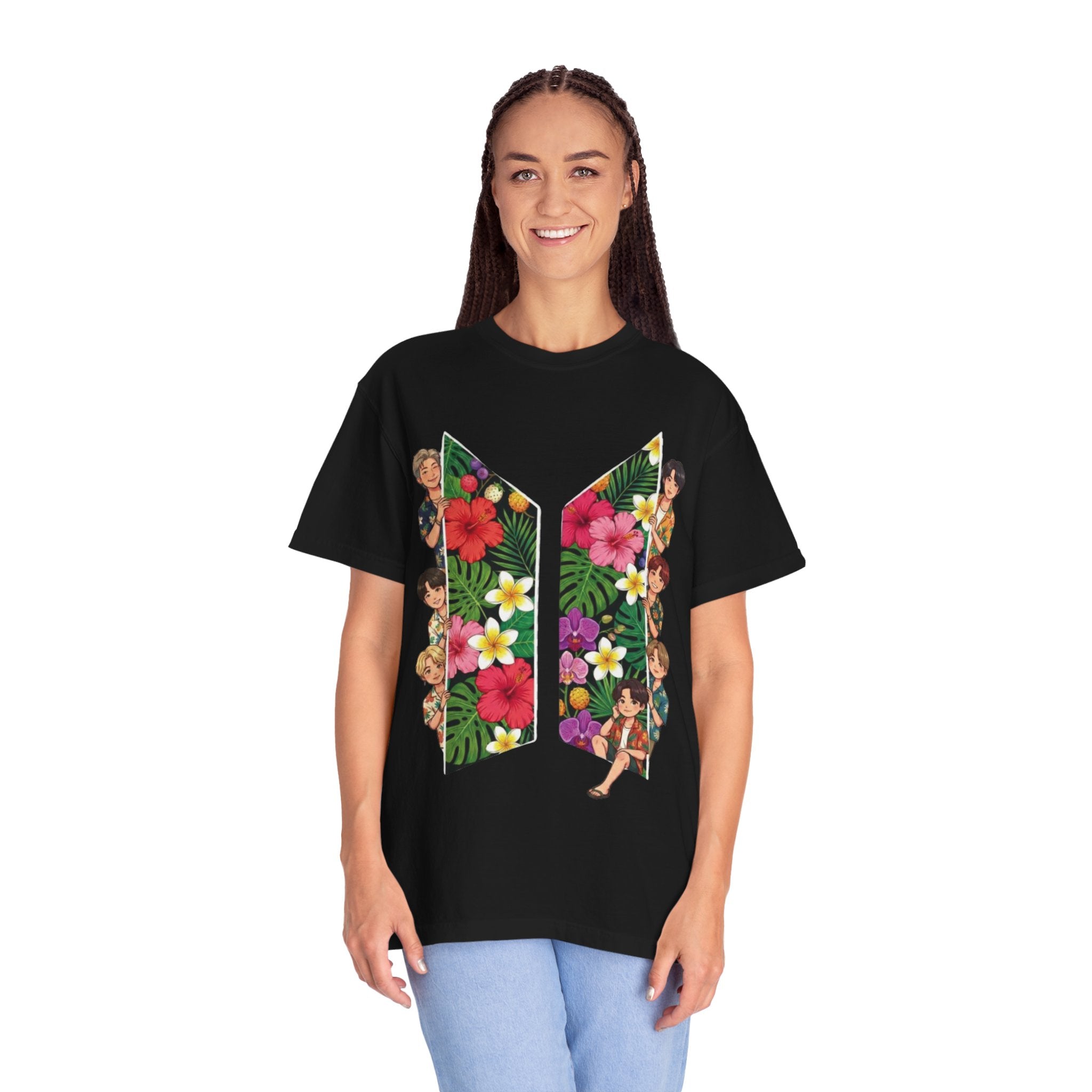 Floral Logo Illustration T-shirt | Tropical Flower Graphic Tee