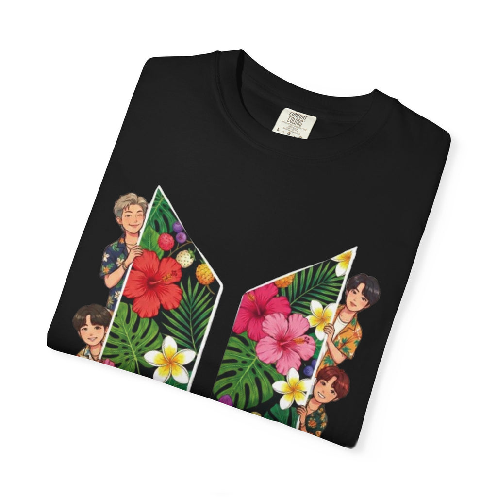 Floral Logo Illustration T-shirt | Tropical Flower Graphic Tee
