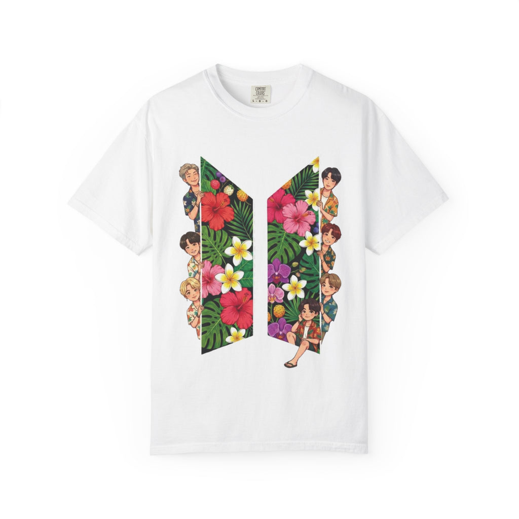 Floral Logo Illustration T-shirt | Tropical Flower Graphic Tee