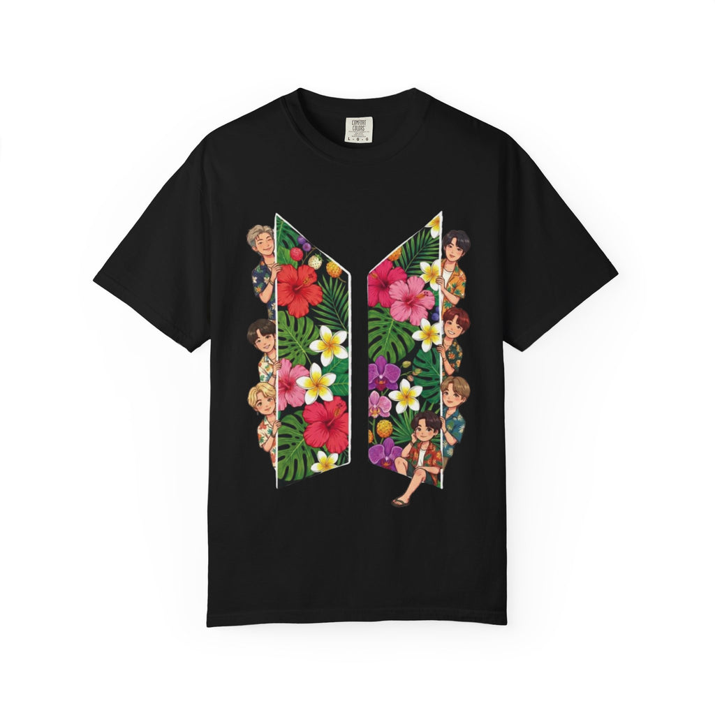 Floral Logo Illustration T-shirt | Tropical Flower Graphic Tee