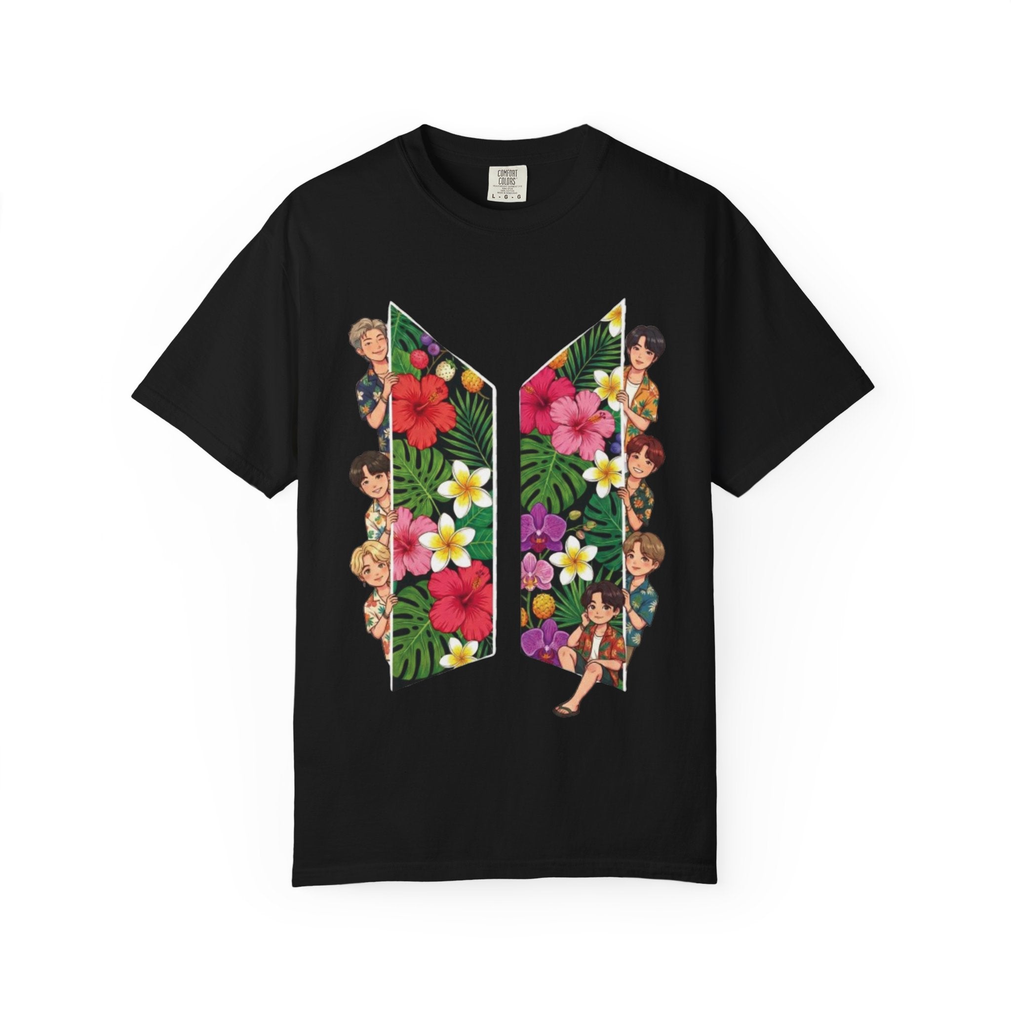 Floral Logo Illustration T-shirt | Tropical Flower Graphic Tee