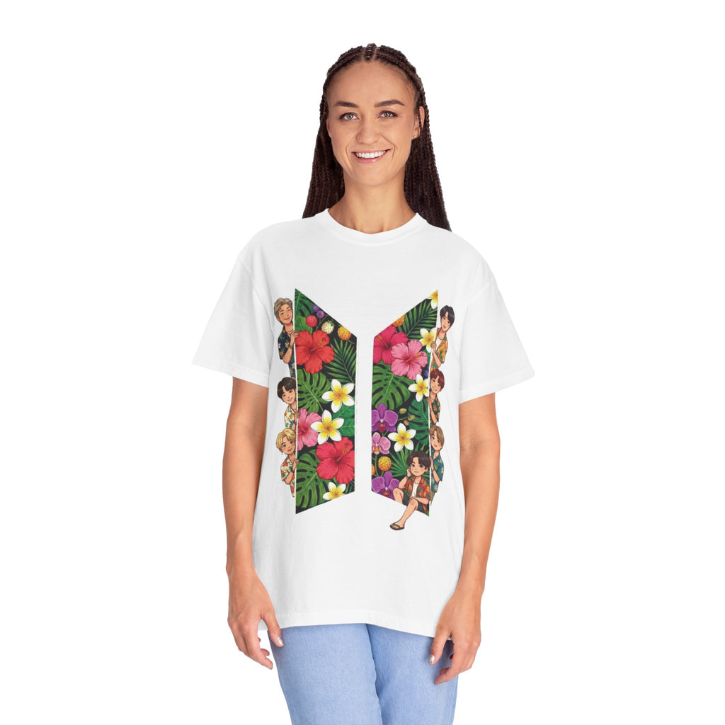 Floral Logo Illustration T-shirt | Tropical Flower Graphic Tee