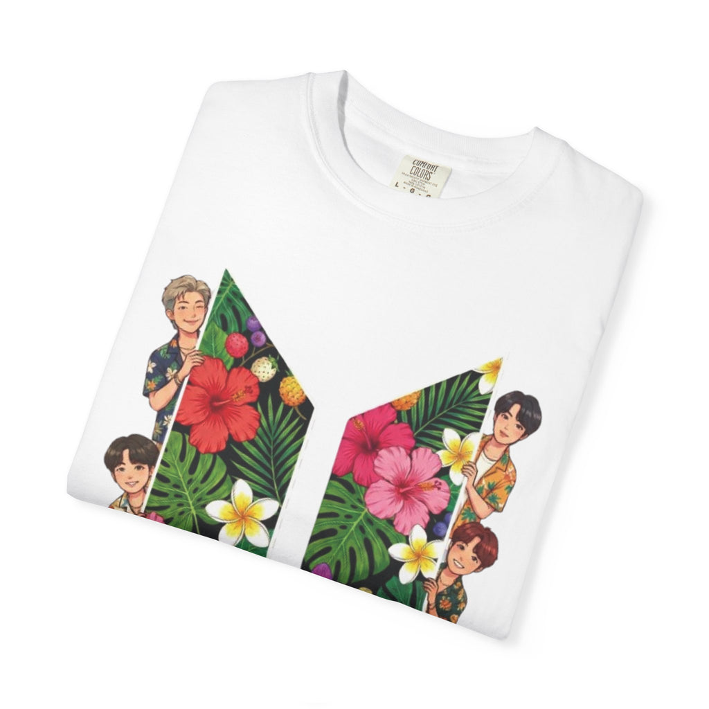 Floral Logo Illustration T-shirt | Tropical Flower Graphic Tee