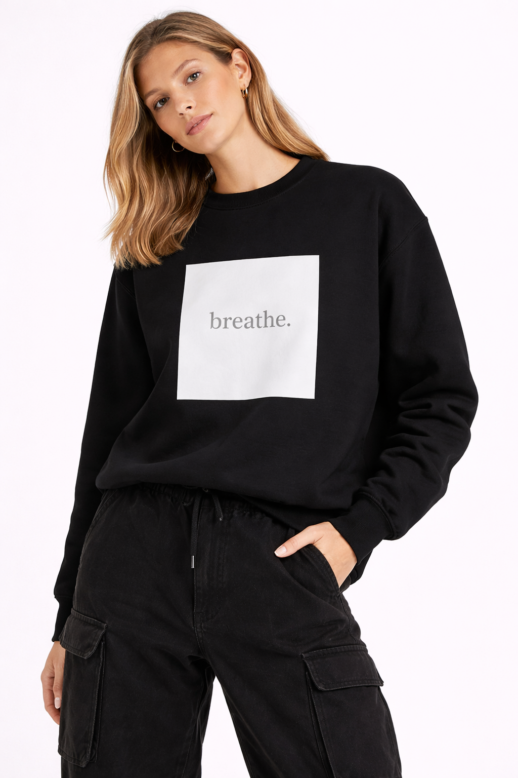 Breathe. Crewneck Sweatshirt — Minimalist Relaxation Pullover